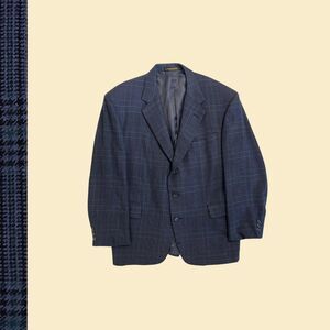 Vintage 90s blue sport coat, H. Freeman & Son for Nordstrom houndstooth blazer